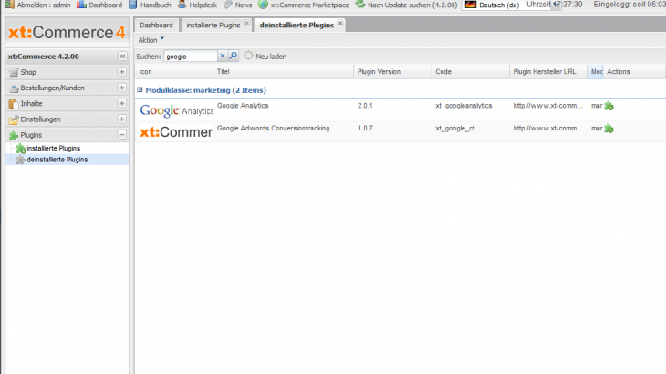 Google Analytics Tracking in xt:Commerce 4 installieren