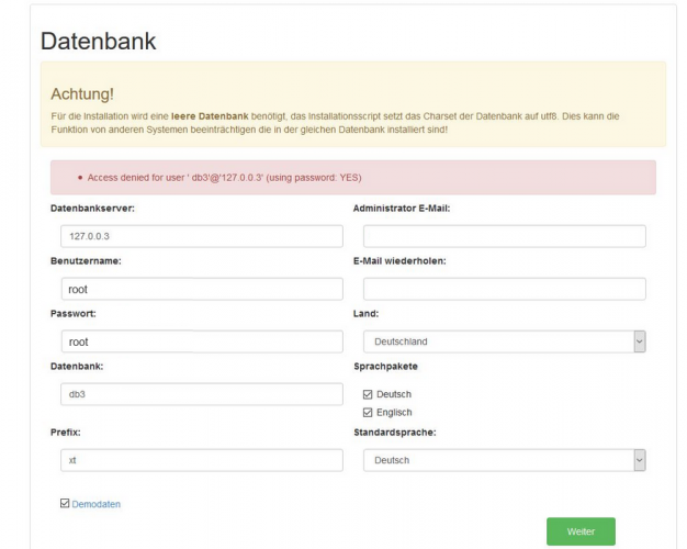 xt:Commerce xtWizard Access denied for user