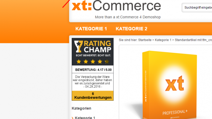 Länderkürzel "de" in xt:Commerce Shop-URL