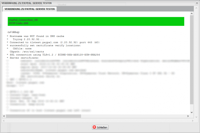 PayPal SSL Verbindung erfolgreich