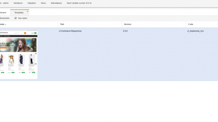 xt:Commerce 6.0 Templateübersicht